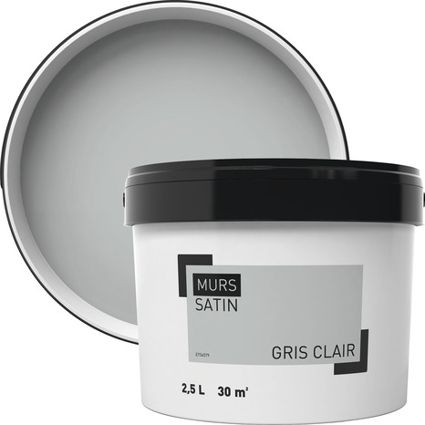 Peinture murale intérieure acrylique Satin Gris clair 2.5 L - Brico Dépôt