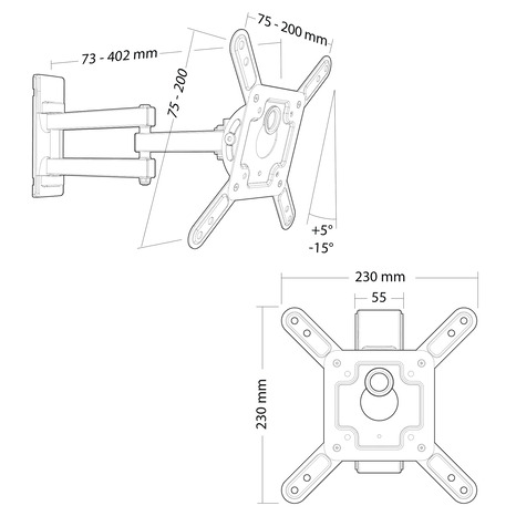 Support mural avec un bras articulé 76 - 114 cm - Brico Dépôt