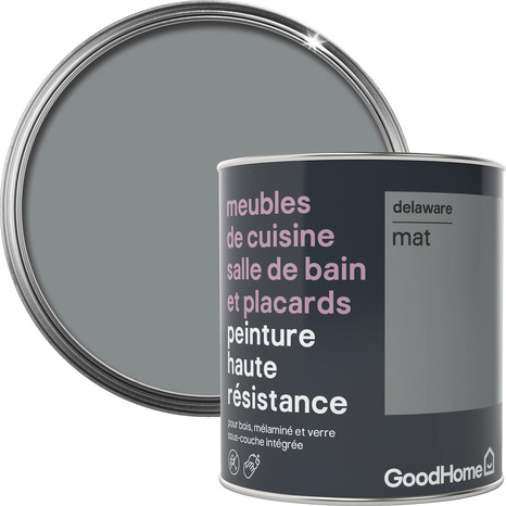 Peinture cuisine et salle de bains acrylique Mat Gris Delaware 0.75 L - GoodHome - Brico Dépôt