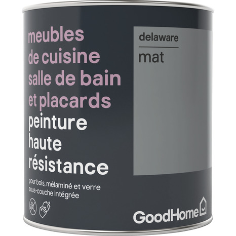 Peinture cuisine et salle de bains acrylique Mat Gris Delaware 0.75 L - GoodHome - Brico Dépôt
