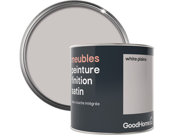 Peinture de rénovation meubles acrylique satin blanc White Plains 0,5 L - GoodHome - Brico Dépôt