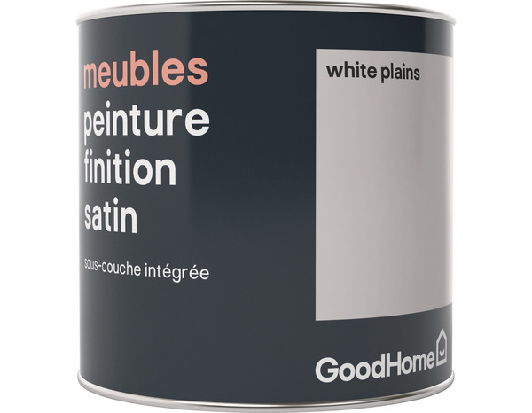 Peinture de rénovation meubles acrylique satin blanc White Plains 0,5 L - GoodHome - Brico Dépôt