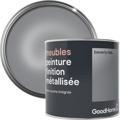Peinture de rénovation meubles acrylique métallisé argent Beverly Hills 0,5 L - GoodHome - Brico Dépôt