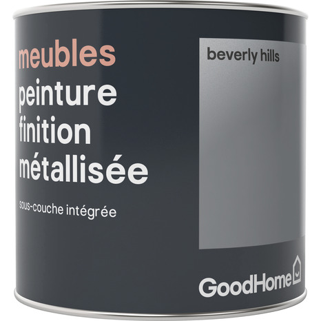 Peinture de rénovation meubles acrylique métallisé argent Beverly Hills 0,5 L - GoodHome - Brico Dépôt