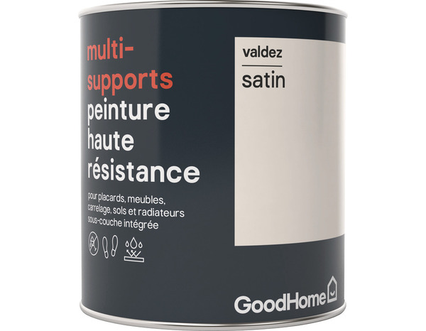 Peinture haute résistance multi-supports acrylique satin blanc cassé Valdez 0,75 L - GoodHome - Brico Dépôt