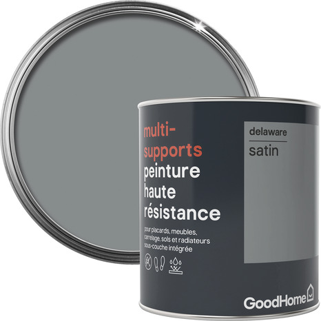 Peinture haute résistance multi-supports acrylique satin gris Delaware 0,75 L - GoodHome - Brico Dépôt