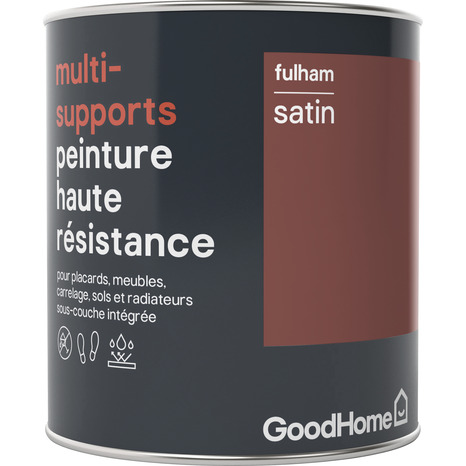 Peinture haute résistance multi-supports acrylique satin rouge Fulham 0,75 L - GoodHome - Brico Dépôt