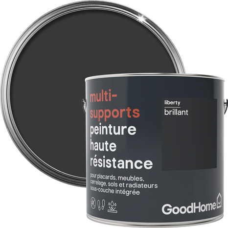 Peinture haute résistance multi-supports acrylique brillant noir Liberty 2 L - GoodHome - Brico Dépôt