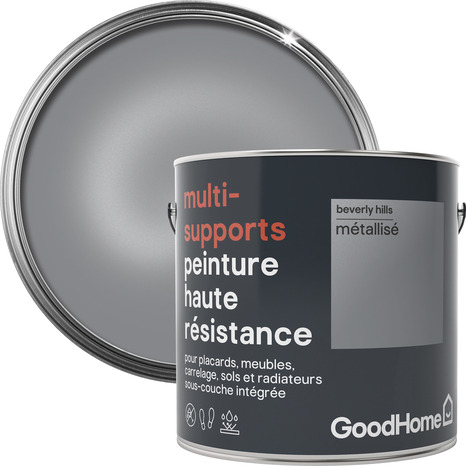 Peinture haute résistance multi-supports acrylique métallisé argent Beverly Hills 2 L - GoodHome - Brico Dépôt