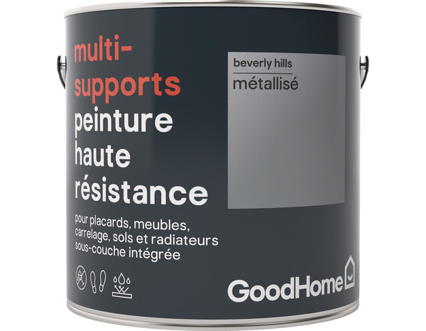 Peinture haute résistance multi-supports acrylique métallisé argent Beverly Hills 2 L - GoodHome - Brico Dépôt