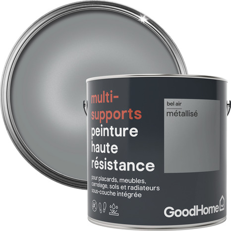 Peinture haute résistance multi-supports acrylique métallisé argent Bel Air 2 L - GoodHome - Brico Dépôt