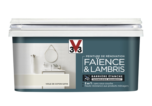Peinture de rénovation faïence et lambris acrylique satin voile de coton 2 L - V33 - Brico Dépôt