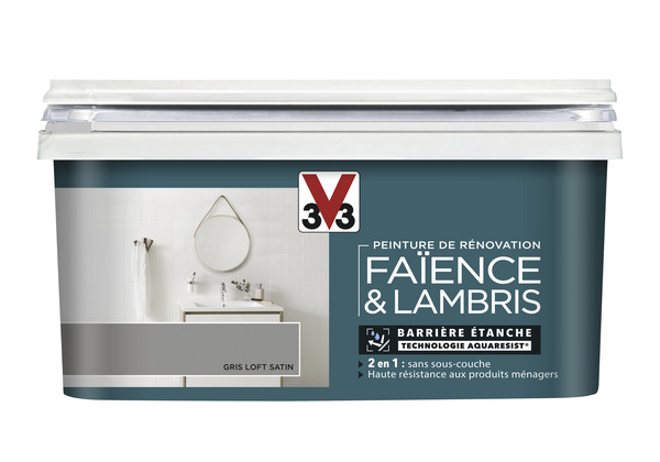 Peinture de rénovation faïence et lambris acrylique satin gris loft 2 L - V33 - Brico Dépôt