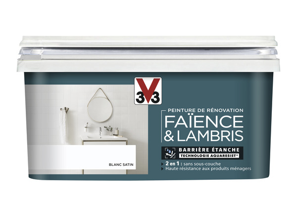 Peinture de rénovation faïence et lambris acrylique satin blanc 2 L - V33 - Brico Dépôt