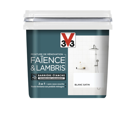 Peinture de rénovation faïence et lambris acrylique satin blanc 0,75 L - V33 - Brico Dépôt