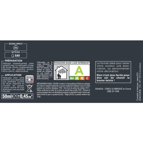 Testeur peinture de rénovation acrylique satin blanc 50 ml - V33 - Brico Dépôt