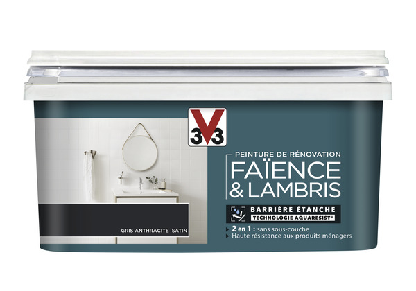Peinture de rénovation faïence et lambris acrylique satin gris anthracite 2 L - V33 - Brico Dépôt