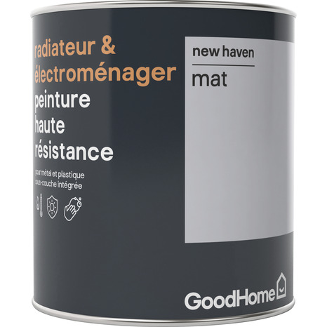 Peinture de rénovation radiateur et électroménager acrylique mat gris New Haven 0,75 L - GoodHome - Brico Dépôt