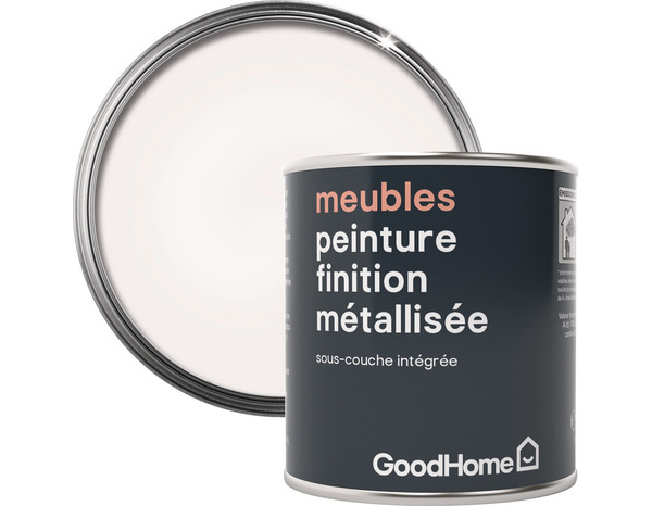 Peinture de rénovation meubles acrylique métallisé blanc Casablanca 125 ml - GoodHome - Brico Dépôt