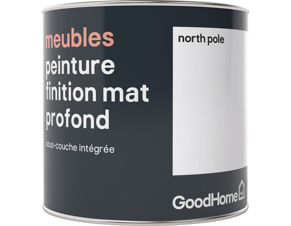 Peinture de rénovation meubles acrylique mat profond blanc North Pole 0,5 L - GoodHome - Brico Dépôt