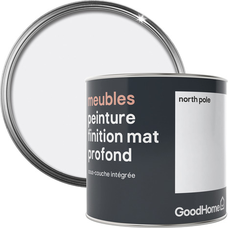 Peinture de rénovation meubles acrylique mat profond blanc North Pole 0,5 L - GoodHome - Brico Dépôt