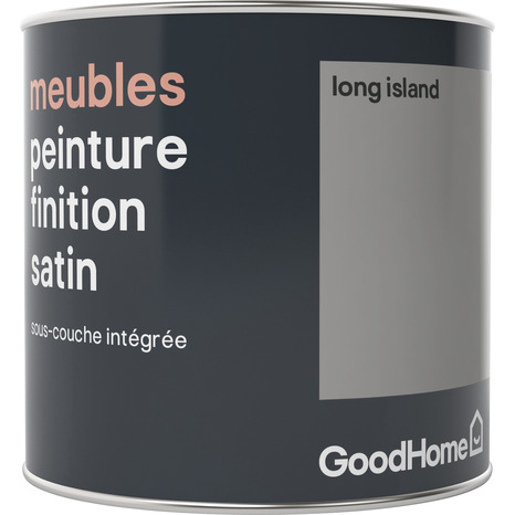 Peinture de rénovation meubles acrylique satin gris Long Island 0,5 L - GoodHome - Brico Dépôt