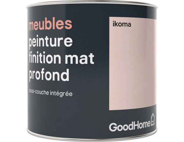 Peinture de rénovation meubles acrylique mat profond rose Ikoma 0,5 L - GoodHome - Brico Dépôt