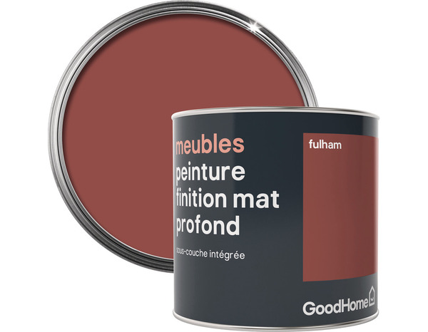 Peinture de rénovation meubles acrylique mat profond rouge Fulham 0,5 L - GoodHome - Brico Dépôt