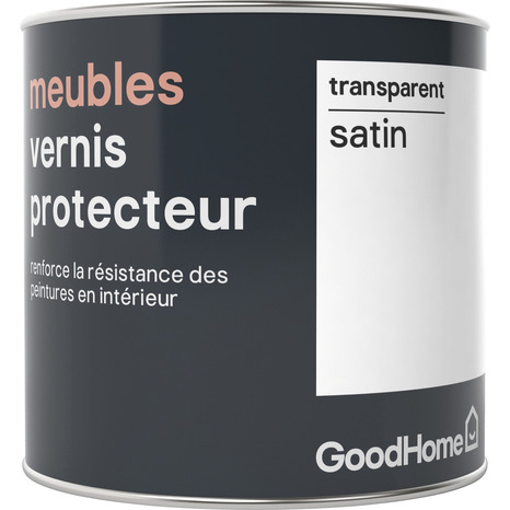 Vernis meubles transparent satin 0,5 L - GoodHome - Brico Dépôt
