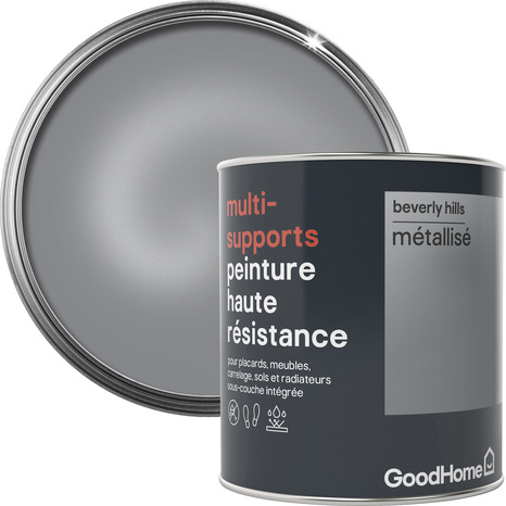 Peinture haute résistance multi-supports acrylique métallisé argent Beverly Hills 0,75 L - GoodHome - Brico Dépôt