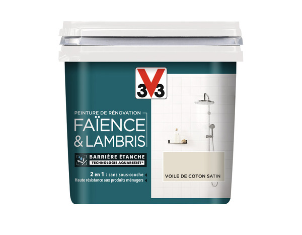 Peinture de rénovation faïence et lambris acrylique satin voile de coton 0,75 L - V33 - Brico Dépôt