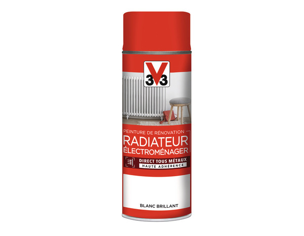 Aérosol de peinture de rénovation radiateur et électroménager acrylique - 400 ml - Blanc brillant - V33 - Brico Dépôt