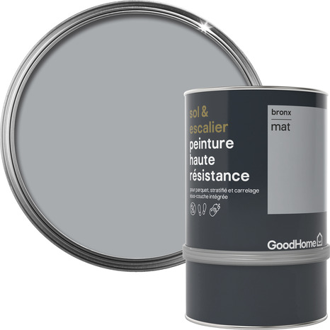 Peinture de rénovation sol et escalier acrylique mat gris Bronx 0,75 L - GoodHome - Brico Dépôt