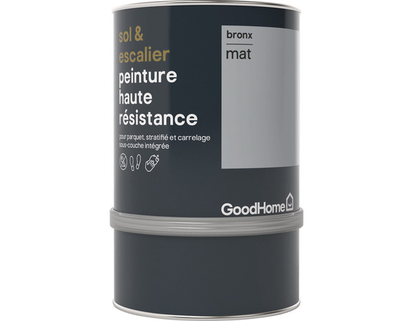 Peinture de rénovation sol et escalier acrylique mat gris Bronx 0,75 L - GoodHome - Brico Dépôt
