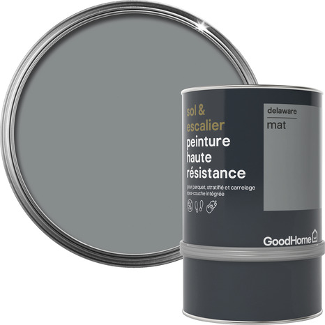 Peinture de rénovation sol et escalier acrylique mat gris Delaware 0,75 L - GoodHome - Brico Dépôt
