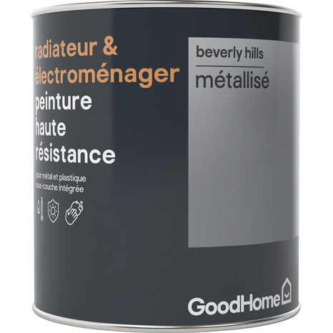 Peinture de rénovation radiateur et électroménager acrylique métallisé argent Beverly Hills 0,75 L - GoodHome - Brico Dépôt