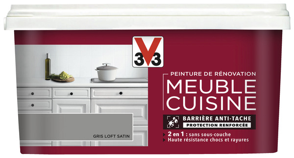 Peinture de rénovation meubles cuisine acrylique satin gris galet 2 L - V33 - Brico Dépôt
