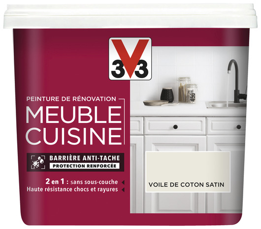 Peinture de rénovation meubles cuisine acrylique satin voile de coton 0,75 L - V33 - Brico Dépôt