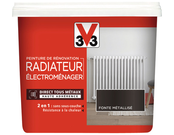 Peinture de rénovation radiateur et électroménager acrylique métallisé fonte 0,75 L - V33 - Brico Dépôt