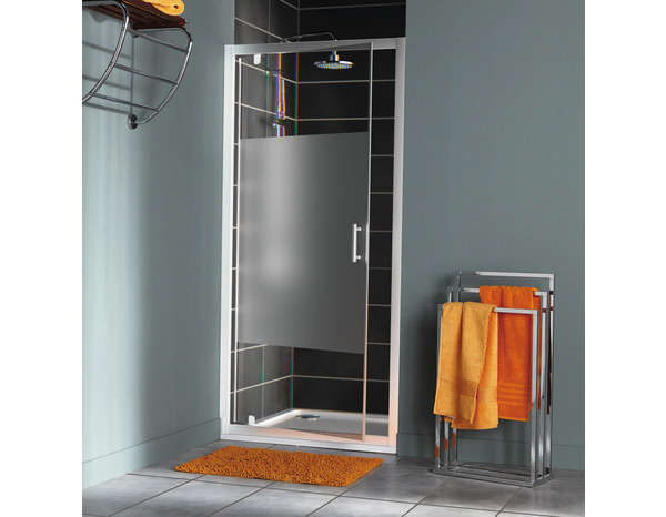 Porte de douche pivotante "Onega" l. 90 cm en verre aspect dépoli - Cooke and Lewis - Brico Dépôt