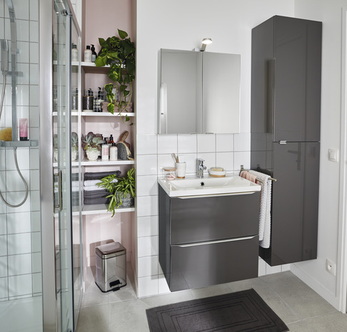 Meuble sous vasque à suspendre "Imandra" gris taupé 60 cm - Brico Dépôt