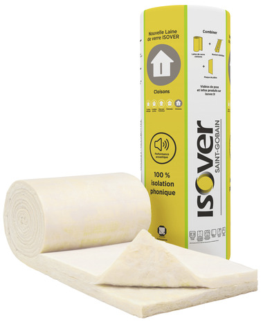 Laine de verre 70mm Cloison 40 R:1,75 - 5m x 0,6m - Rouleau nu - Isover - Brico Dépôt