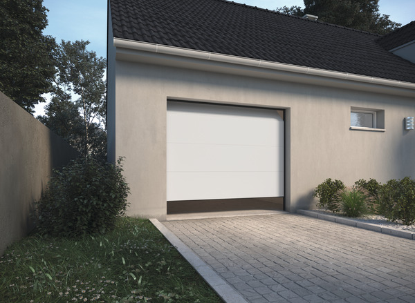 Porte de garage sectionnelle motorisée blanche - H. 200 x L. 240 cm. Ép. 40 mm - Brico Dépôt