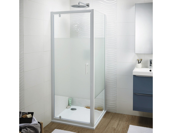 Porte de douche pivotante "Onega" l. 80 cm en verre aspect dépoli - Cooke and Lewis - Brico Dépôt
