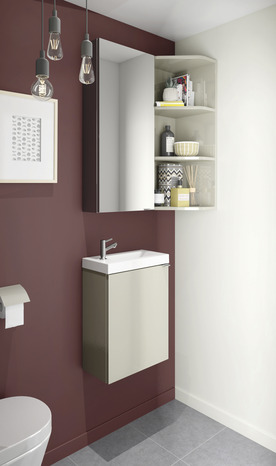 Rangement mural d'angle taupe Imandra L.34 x H.90 x P.36 cm
 - GoodHome - Brico Dépôt