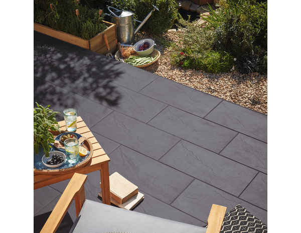 Carrelage de sol extérieur "Slate Out" gris anthracite - l. 30 x L. 60 cm - Brico Dépôt