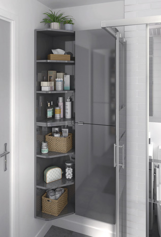 Armoire de salle de bains grise Imandra L.40 x H.90 x P.15 cm
 - GoodHome - Brico Dépôt