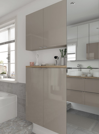 Armoire de salle de bains taupe Imandra L.80 x H.90 x P.15 cm
 - GoodHome - Brico Dépôt