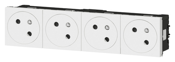 Bloc quadruple prises avec terre surface quadruple inclinées 45° "Mosaic" blanc - Legrand - Brico Dépôt