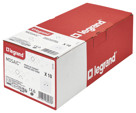 Lot 10 prises avec terre " Mosaic" blanc - Legrand - Brico Dépôt